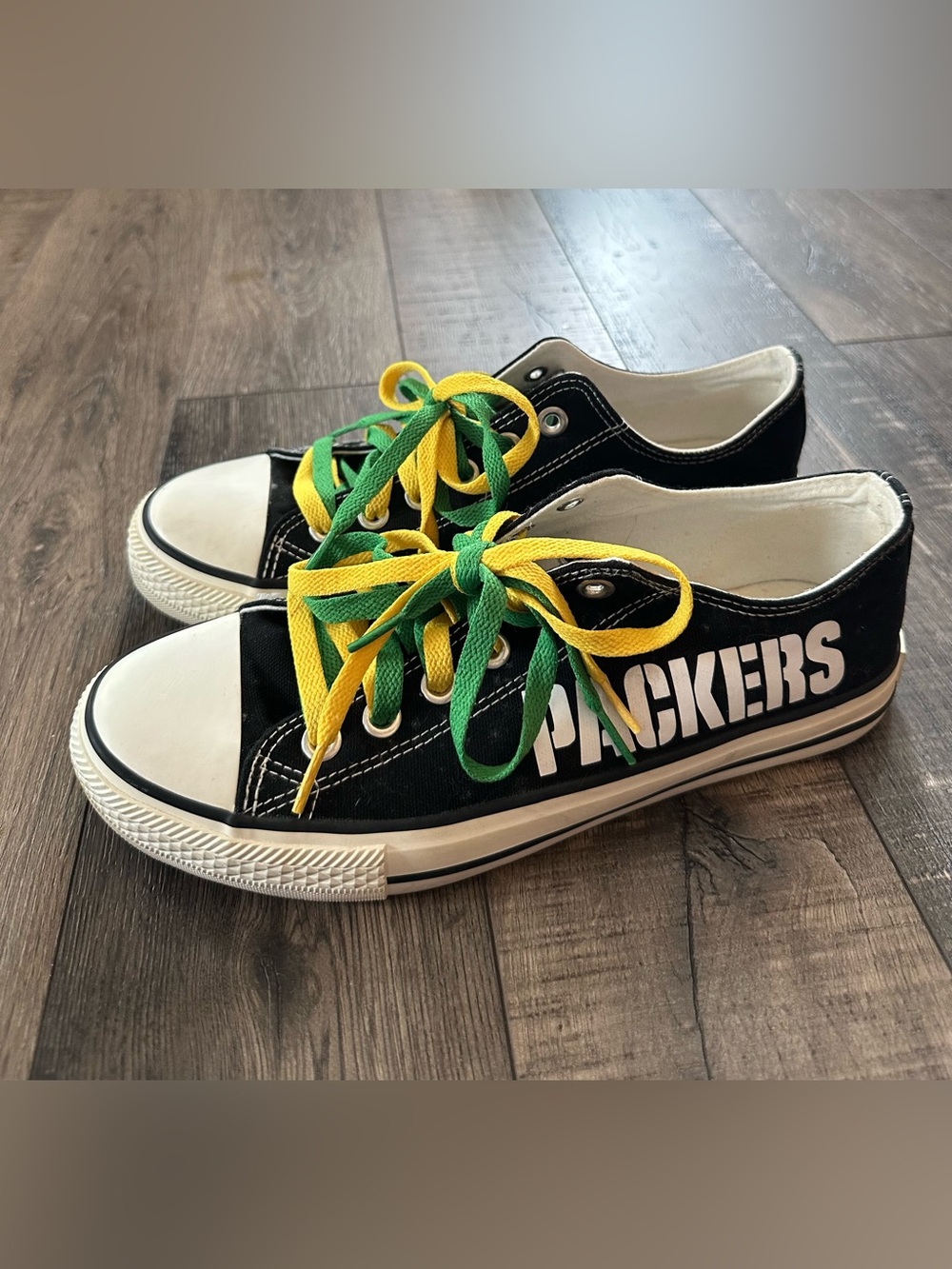 E-Lov Green Bay Packers Shoes WOMENS Black Lace Up Casual Sneakers EU 43 US 11